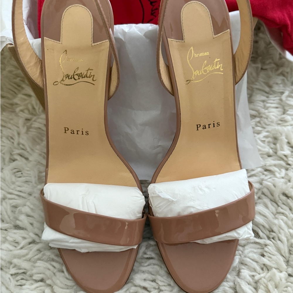 🎉Christian Louboutin Nude and Red Slingback Heels🎉
